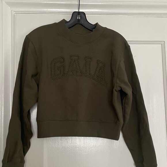Gap x Cult Gaia Olive Green 'GAIA' Sweatshirt, olive green, XXS, NWT - Picture 6 of 10